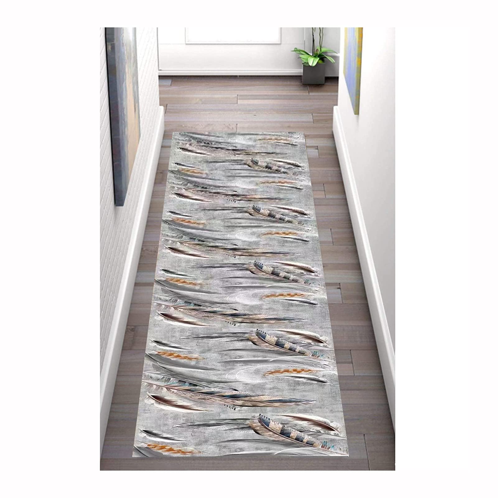 Tapis de hall d'entrée anti-salissure tapis de cuisine long lavable à motif floral