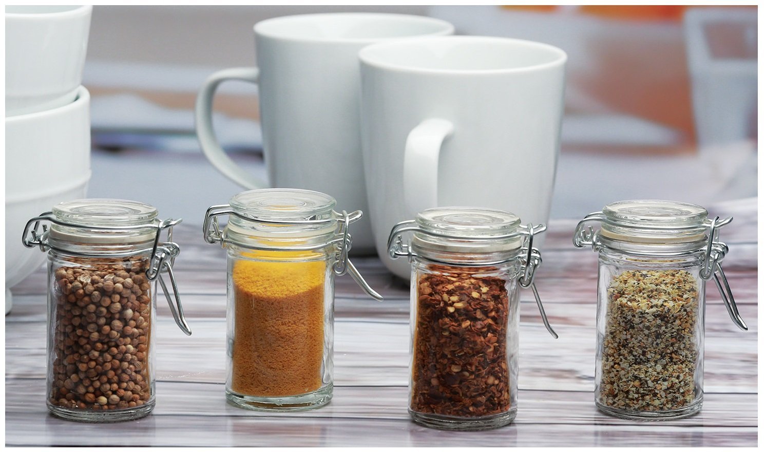 Charmed Cylindrical Clear Glass Spice canning Jar, Set of 24, 2.5 oz