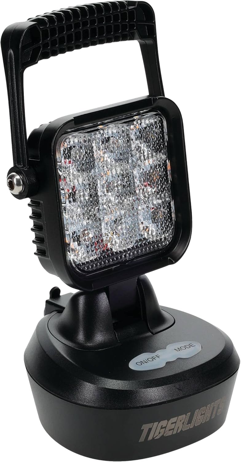 Tiger Lights TL2460 Rechargeable LED Magnetic Work Light 1000 Lumens, 3 3/8 Length, Flashing/Flood Off-Road Light