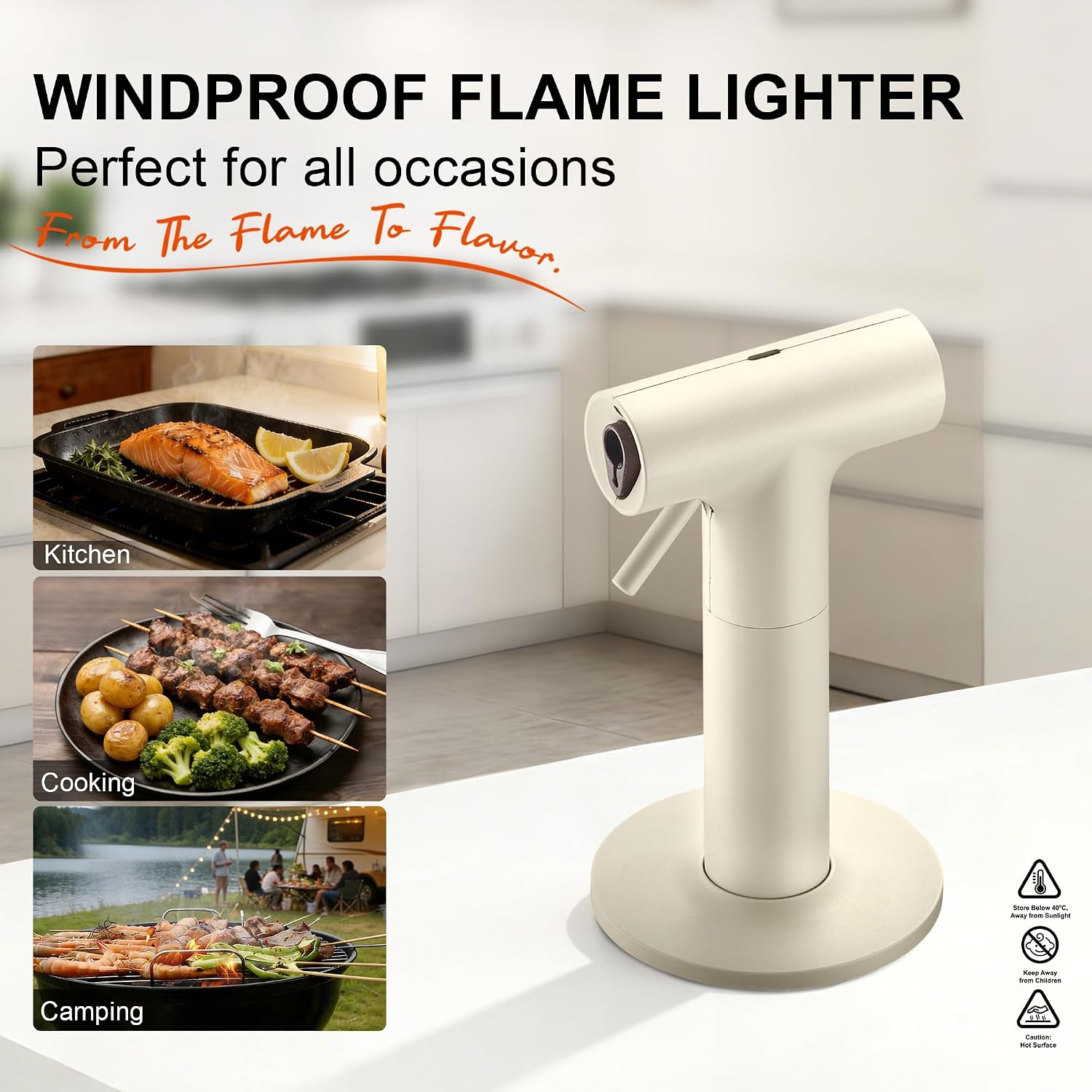Torch Lighter, Refillable Kitchen Torch with Adjustable Flame Torch Lighter for BBQ, Baking, Candle, Creme Brulee, Fireplace and Grill (Gas not Included)