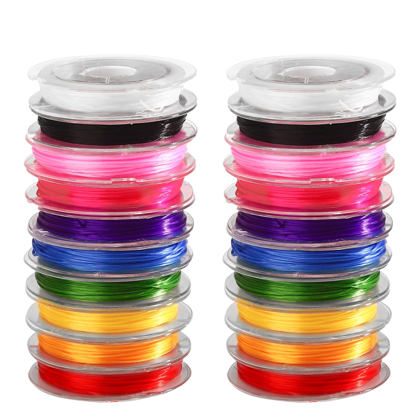 Thatyro A 20 Rolls Colorful Bracelet String Kit, 0.8 Mm Nylon Elastic Cord, Stretchy Beading Thread For Making Beads Jewelry Necklace Crafts Clay Diy Lanyard Crystal (656 Ft, 10 Colors) (A)
