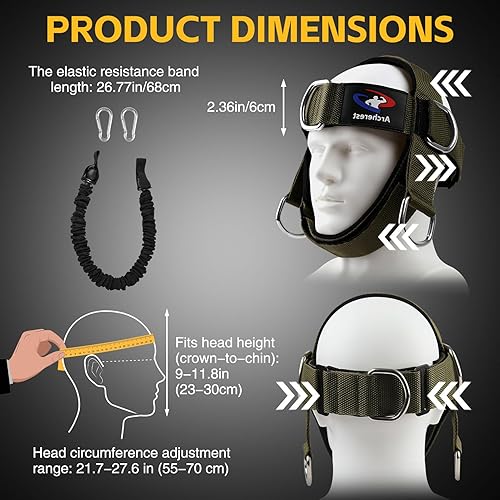 Miniatura 3 de Entrenador de arnés de cuello y cabeza, correa ajustable para la barbilla y arnés de cabeza, ejercitador de cuello de neopreno para levantamiento de