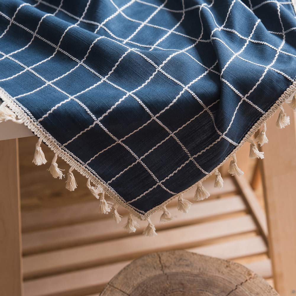 Flei Indoor Tischdecke 135x160cm, Tischdecke aus Leinen, Wasserabweisend Staubdichte Schimmelbeständig Anti Fading, Für Deko Hochzeit Hotel Restaurant Cafe Gastronomie - Gitter