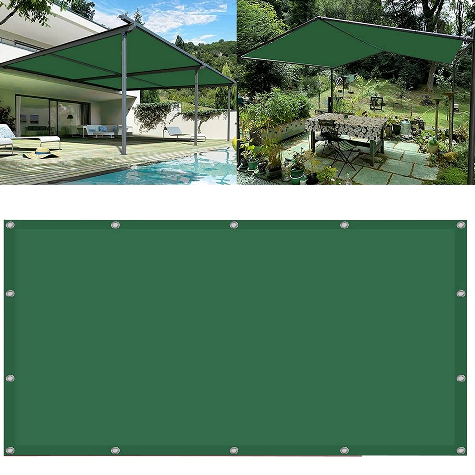 Voile d'ombrage anti-UV pour bloquer la chaleur : auvent imperméable 5x6.5m vert foncé