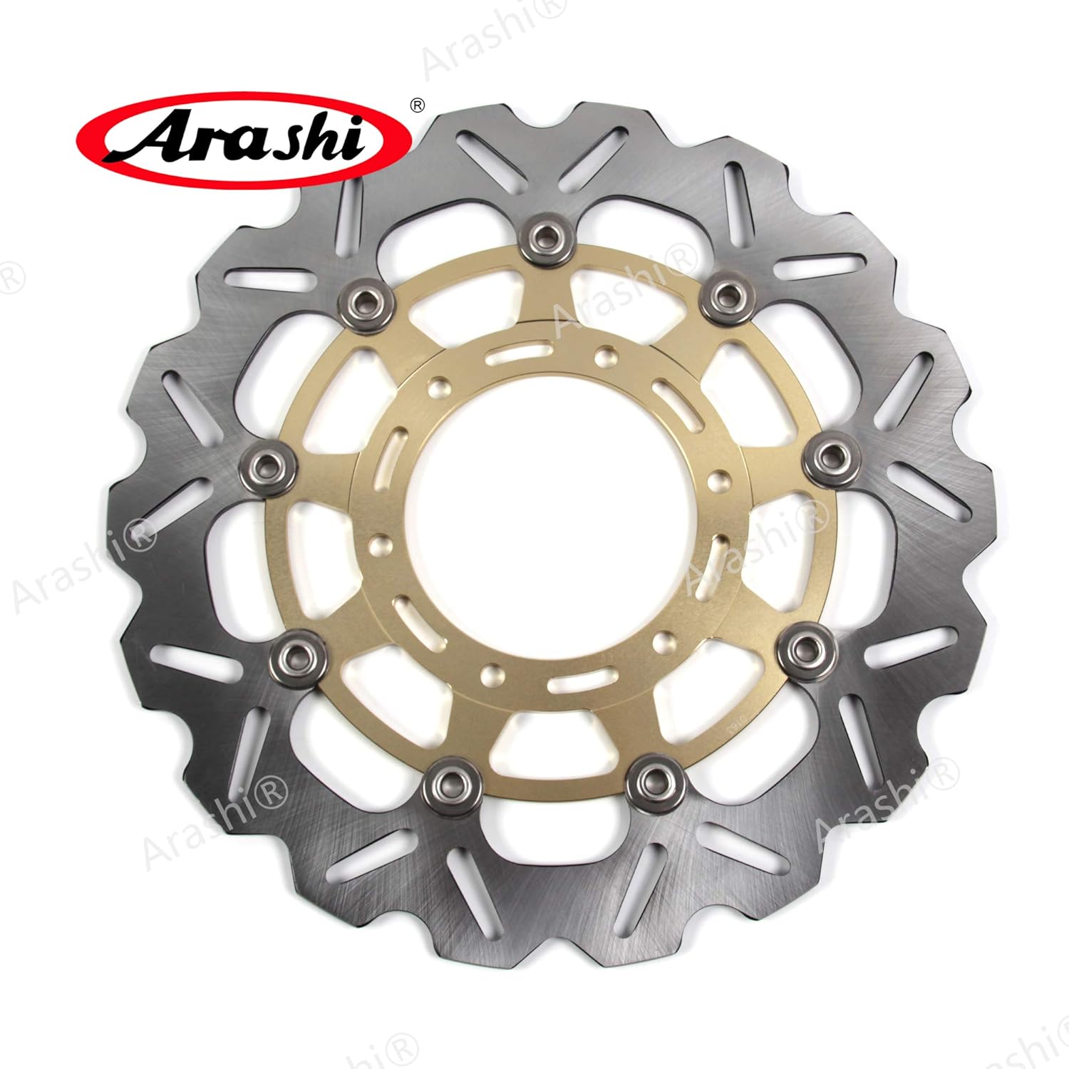 Arashi Brake Disc Rotors Front and Rear for Suzuki GSXR 600 750 2008-2017 / GSXR 1000 2009-2015 Motorcycle Replacement Accessories GSX-R600 GSX-R750 GSX-R1000 Gold 2010 2011 2012 2013 2014 2016
