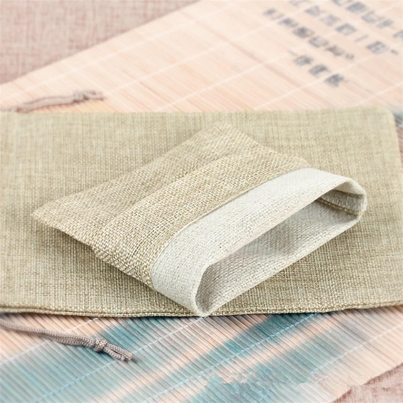 Geschenkbeutel 50 Stück kleine Jutebeutel for Hochzeiten mit Papieranhängern, Party-Geschenkbeutel mit Kordelzug, Schmuckpaket-Säcke(10x14cm(50pcs))