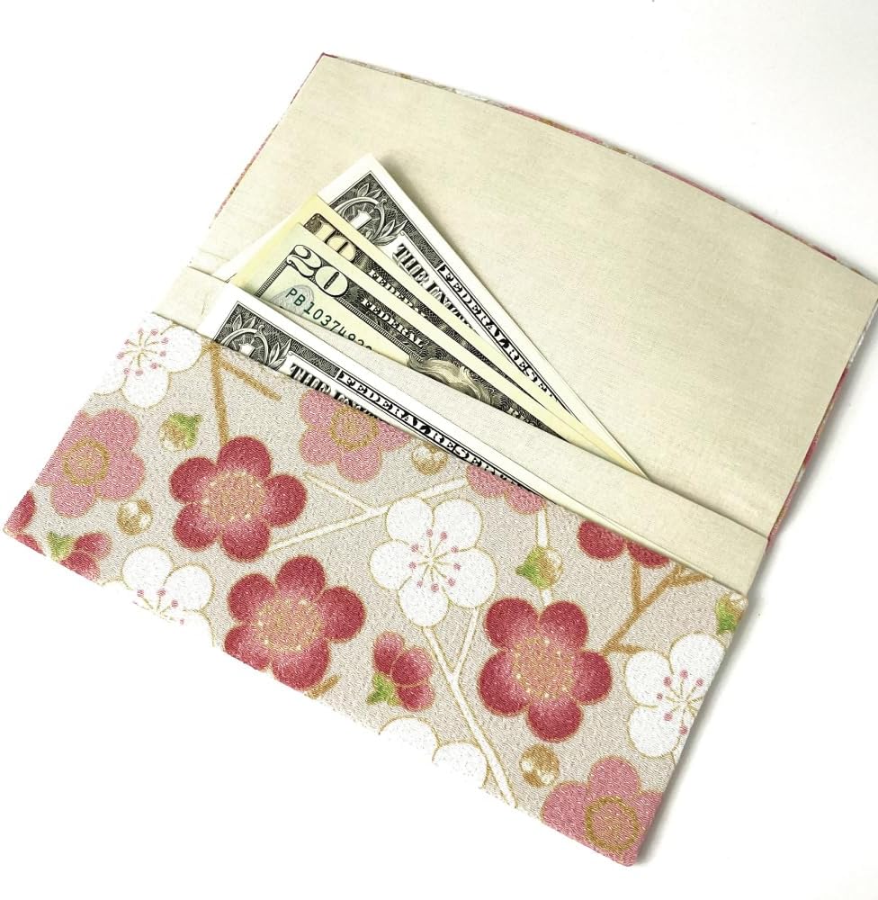 Cute Women's Cash Wallet [ Made in Japan ] Traditional Edo Komon Design (Cash Envelop Wallet) (Modern plum blossom (pink))