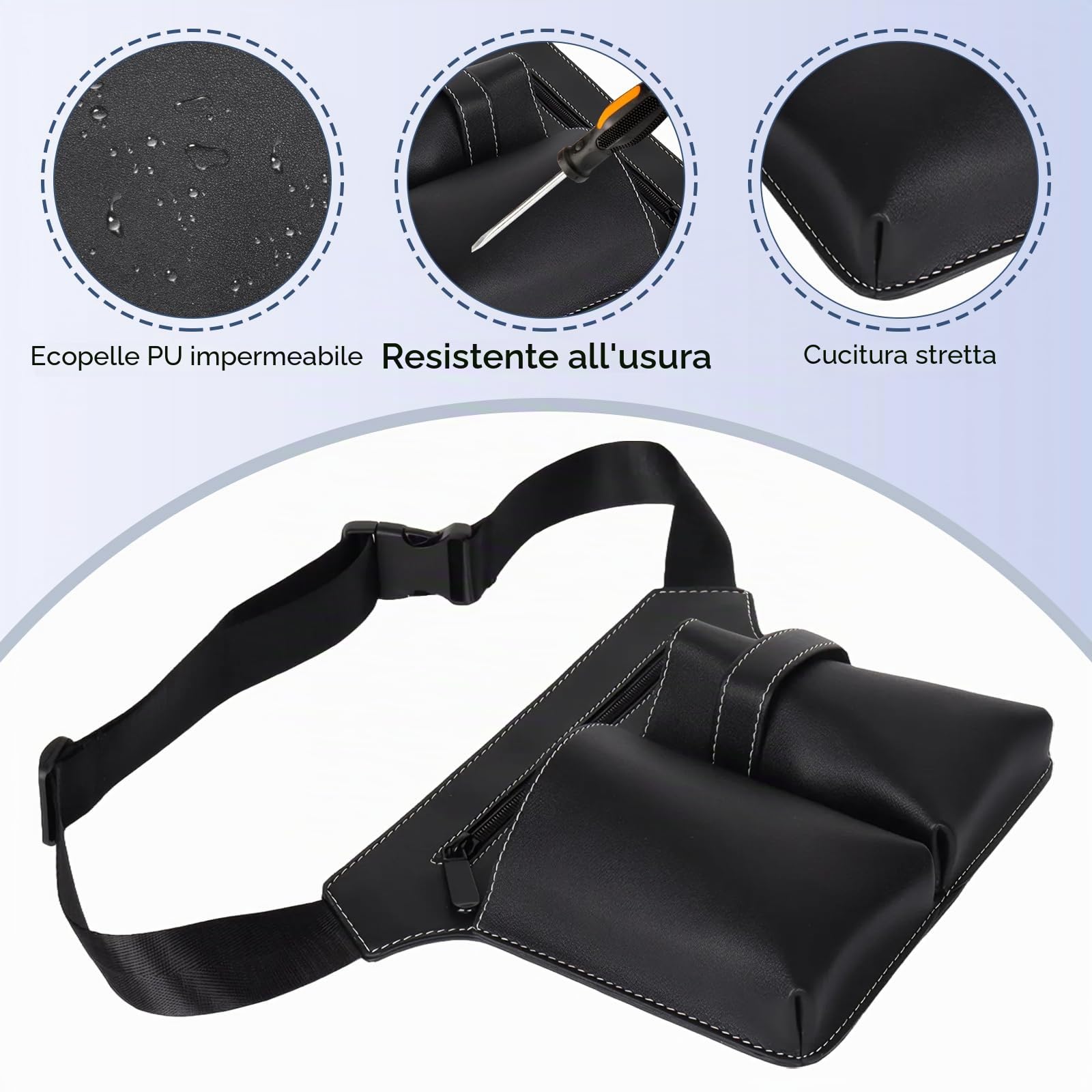 Borsa per forbici da parrucchiere, in pelle PU, marsupio con cintura, forbici professionali e fondina per pettine, borsa porta attrezzi da parrucchiere, per saloni, spa e parrucchieri