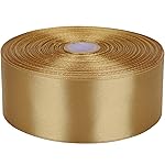 Baocuan 1-1/2 inch Champagne Gold Satin Ribbon 50 Yards Solid Fabric Ribbons Roll for Wedding Invitations, Bridal Bouquets, Sewing, Party Decorations, Gift Wrapping and More