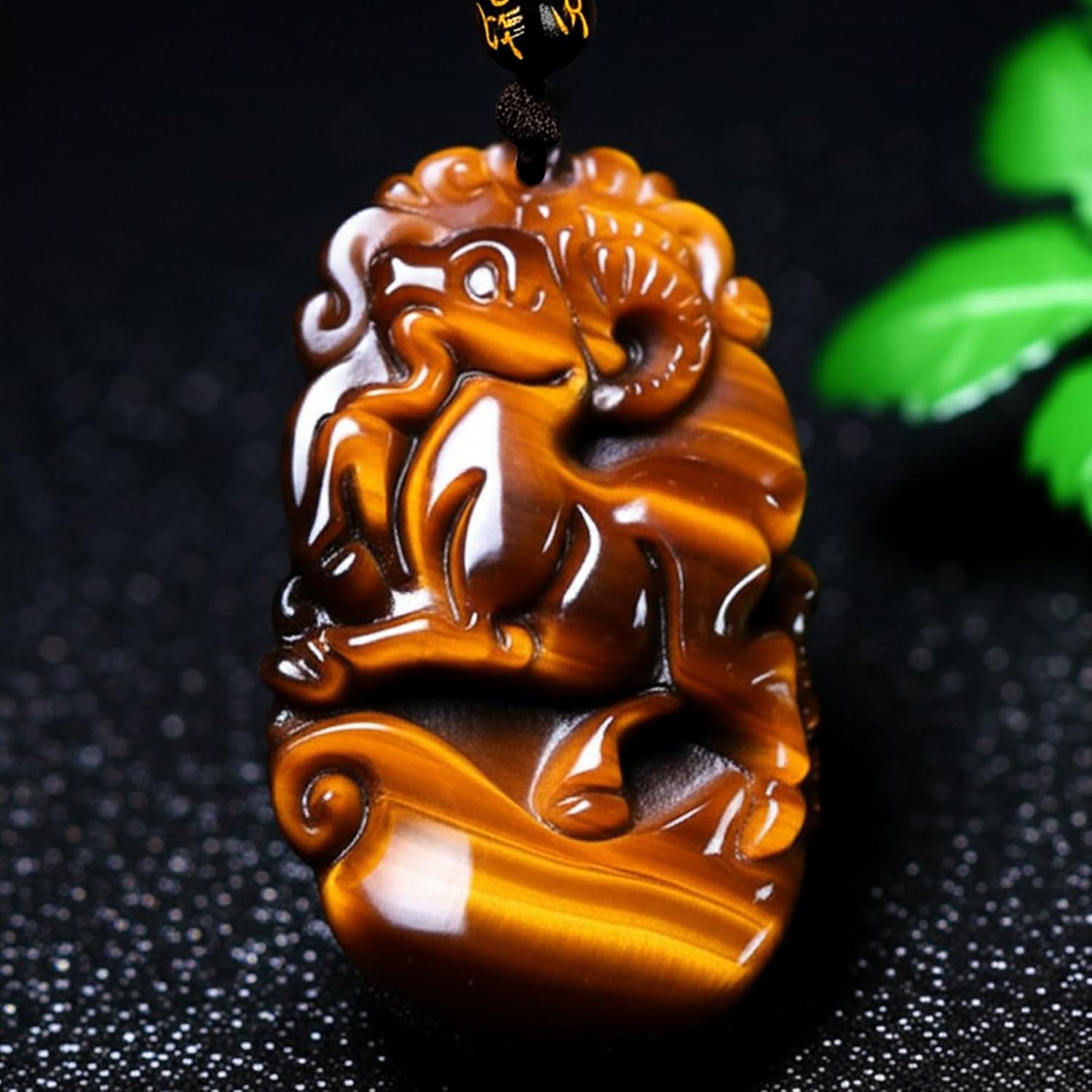 Natural Tiger Eye Pendant - Chinese Zodiac Amulet for Good Luck & Protection - Healing Crystal Necklace Charm. - Image 3