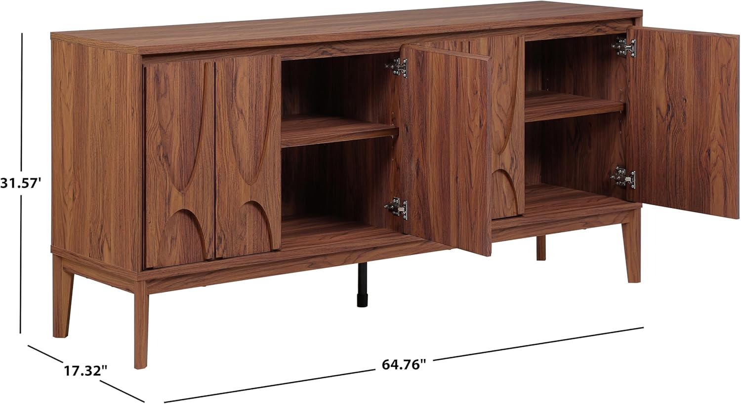 SAFAVIEH Home Collection - Sibyl Walnut Sideboard Media Stand, Fits up to 70" Flatscreen TV, 4 Doors with Interior Storage (MED9645A)