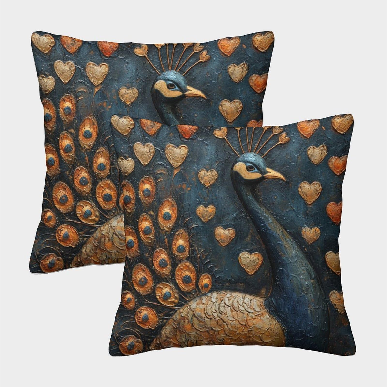 UENDOKRNN Animal Pillow Case Soft Set of 2 Square Pillow ﻿ Decorative Peacock Throw Pillow Cover Soft Pillowcases with Invisible Zipper for Sofa 45x45cm