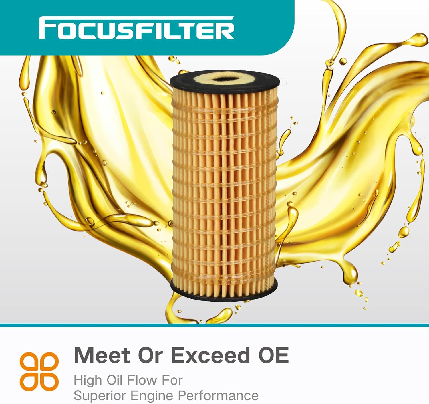 FOCUSFILTER A6221800009 OEM Grade Oil Filter, Compatible with C Classe (W/S205) C 180 BlueTec 85KW 116HP, Replaces 15209-00Q0D, A6261840025, 93168068, HU6011z, E212H D231, OX389/1D (Pack of 6)