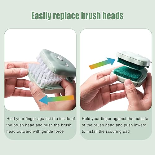 Miniatura 3 de Limpiador de cuchillos, paquete de 2 limpiadores de cubiertos, limpiador de cuchillas en forma de oso con 2 cabezales de cepillo de esponja de