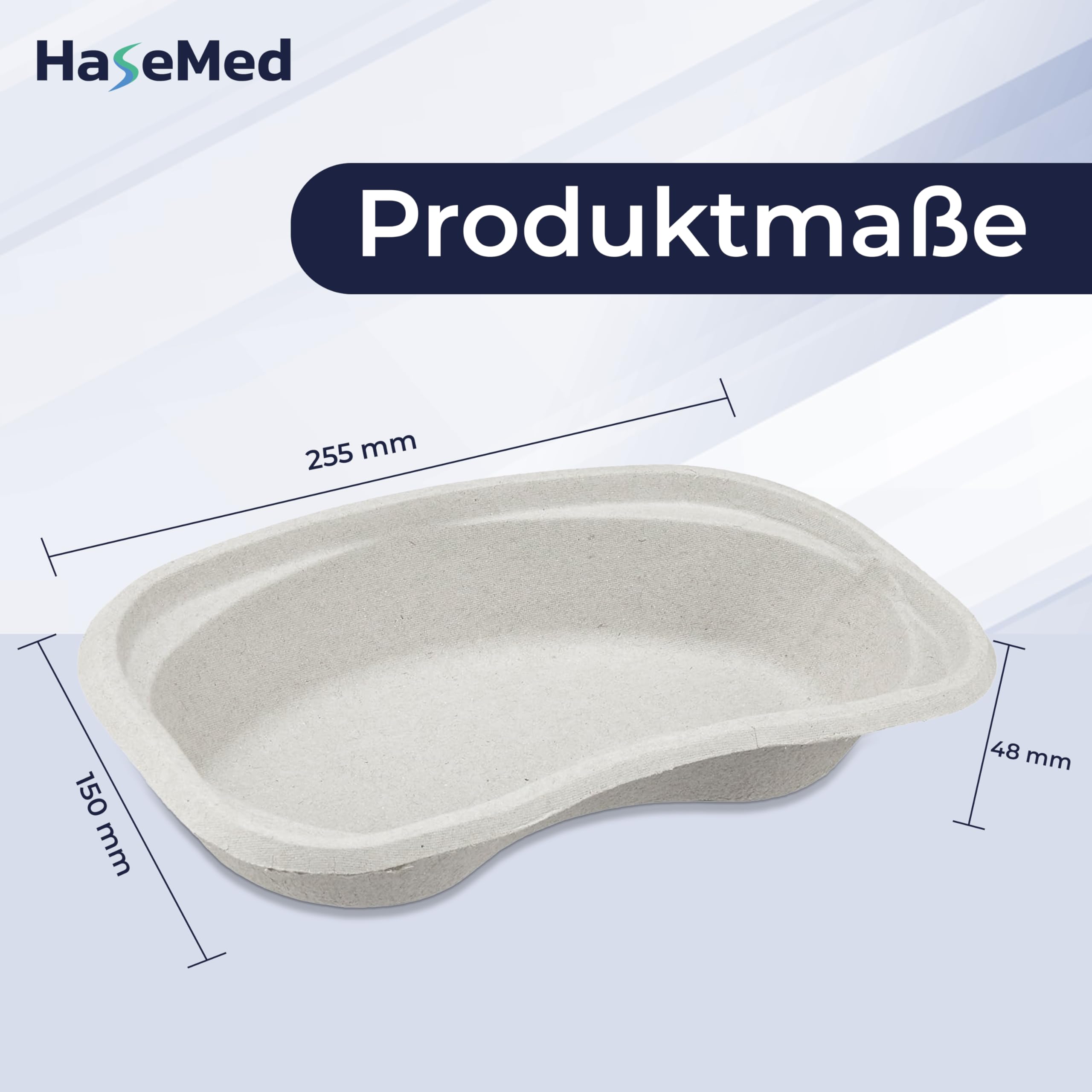 HaseMed miska na nerki, 300 szt., niesterylna, 255 x 150 x 48 mm, szara tektura – wytrzymała tacka do zastosowań medycznych, idealna na instrumenty, odpady, płyny w klinice, gabinecie i domu opieki