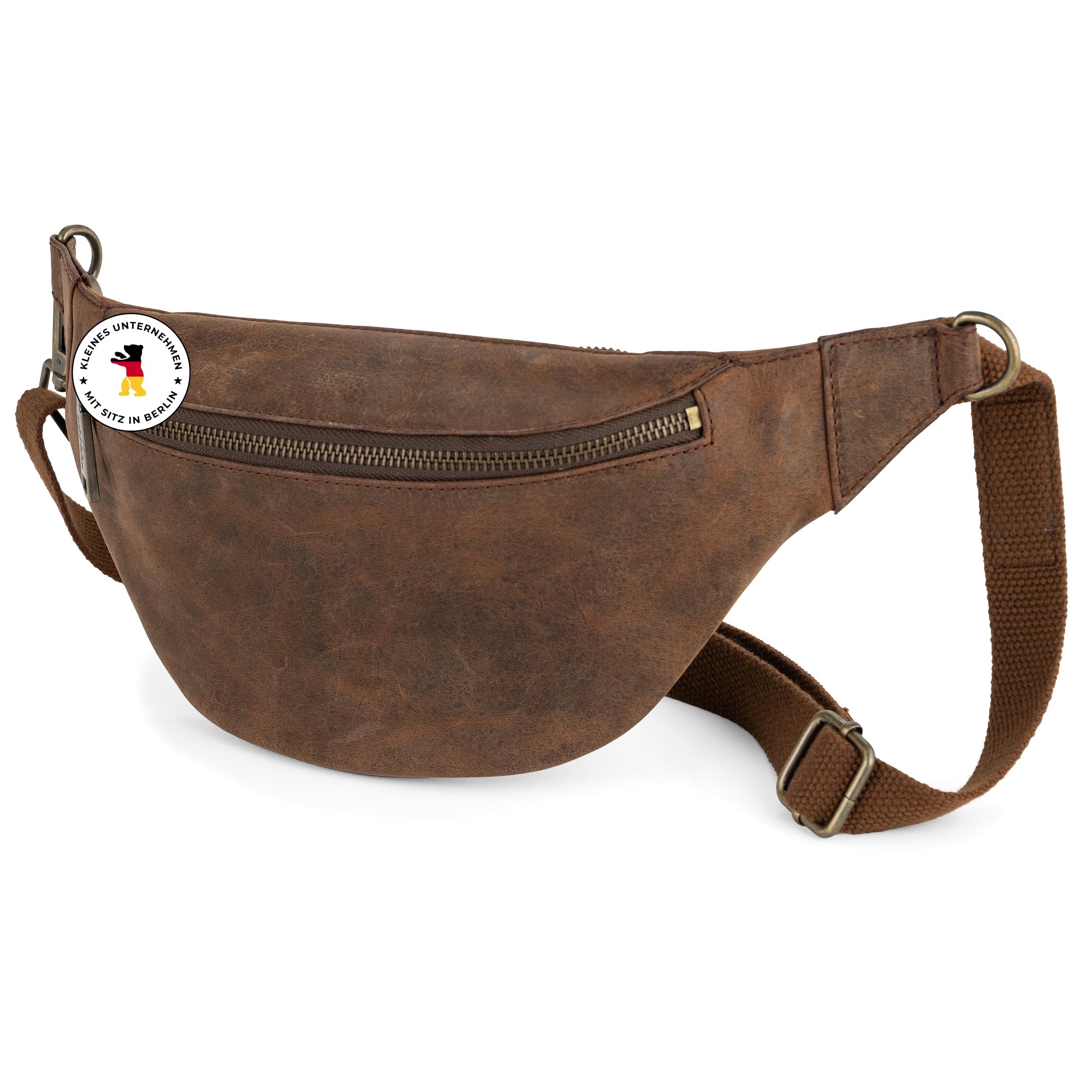 Berliner Bags Bauchtasche Kai L Vintage, Gürteltasche aus Leder - Braun | Gürteltasche & Bauchtasche für Damen und Herren, verstellbarer Gurt & YKK-Reißverschluss, Wasserabweisendes Echtleder