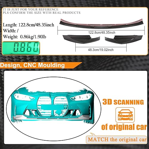 Miniatura 5 de MCARCAR KIT Labio frontal de fibra de carbono real para BMW M3 G80 M4 G82 G83 2021-2025 Parachoques delantero Splitter Spoiler Air Chin Body Kit