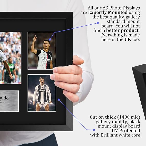 HWC Trading FR A3 Cristiano Ronaldo Juventus Printed Memorabilia Signed Autograph Photograph Display for Soccer Fans and Supporters - A3 Framed