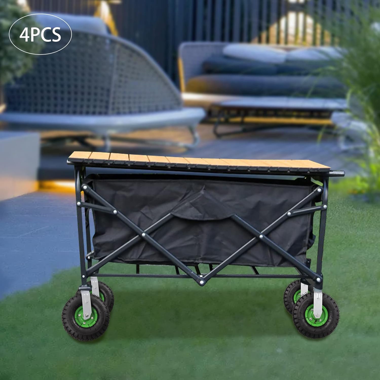 10" Pneumatic Caster Wheels, 4Pcs Heavy Duty Air Tires Rubber Wheel with 2 Swivel/2 Rigid, Rubber Knobby Tread for Workbench, Cart, Trolley, Wagon and Shelves, 300kg/661.39lbs Load Capacity