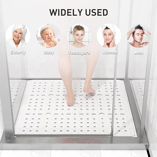 Miniatura 6 de XIYUNTE Tapete de ducha cuadrado grande antideslizante  27 x 27 pulgadas para duchas antideslizante  Tapete cuadrado para ducha para ancianos y