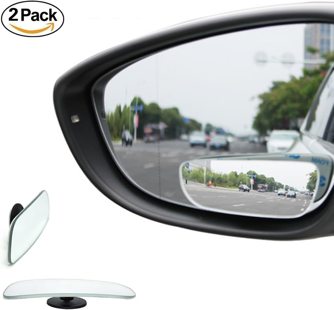 LTJ Slender Blind Spot Mirrors, 360 ABS HD Ultra Low-Profile Glass Fit Stick-on Design Fit for All Universal Vehicles Car SUV Truck RVs Vans(Pack of 2)(Slender)