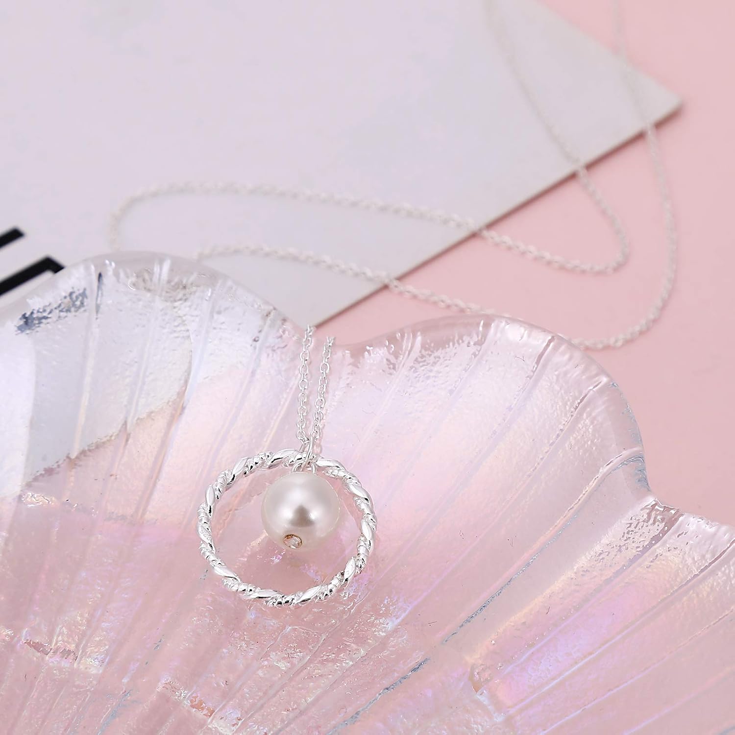 Sterling Silver Twisted Eternity Ring With Pearl Necklace - Grandmother Gifts for Birthday, Christmas, Mother's Day - Best Jewelry for Grandma and Nana - Image 3