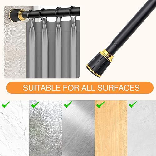Miniatura 5 de ZOCONE Barra de cortina de tensión de 43 a 75 pulgadas, barra de cortina de ducha negra, tensión de barra de ducha ajustable, sin taladro, con