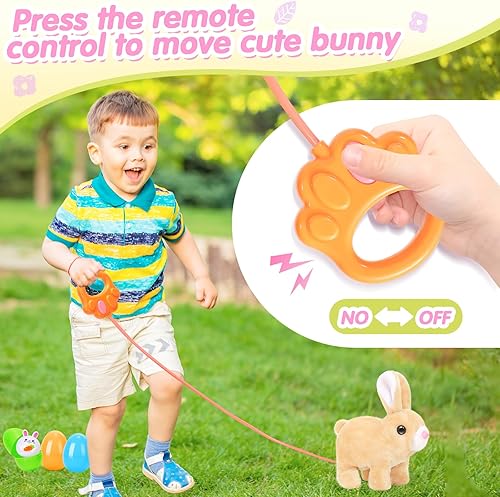 Miniatura 3 de Juguetes de Conejito de Peluche de Pascua para Niños, Conejito Interactivo con Sonidos, Puede Caminar, Mover la Cola y Contraer la Nariz con Correa