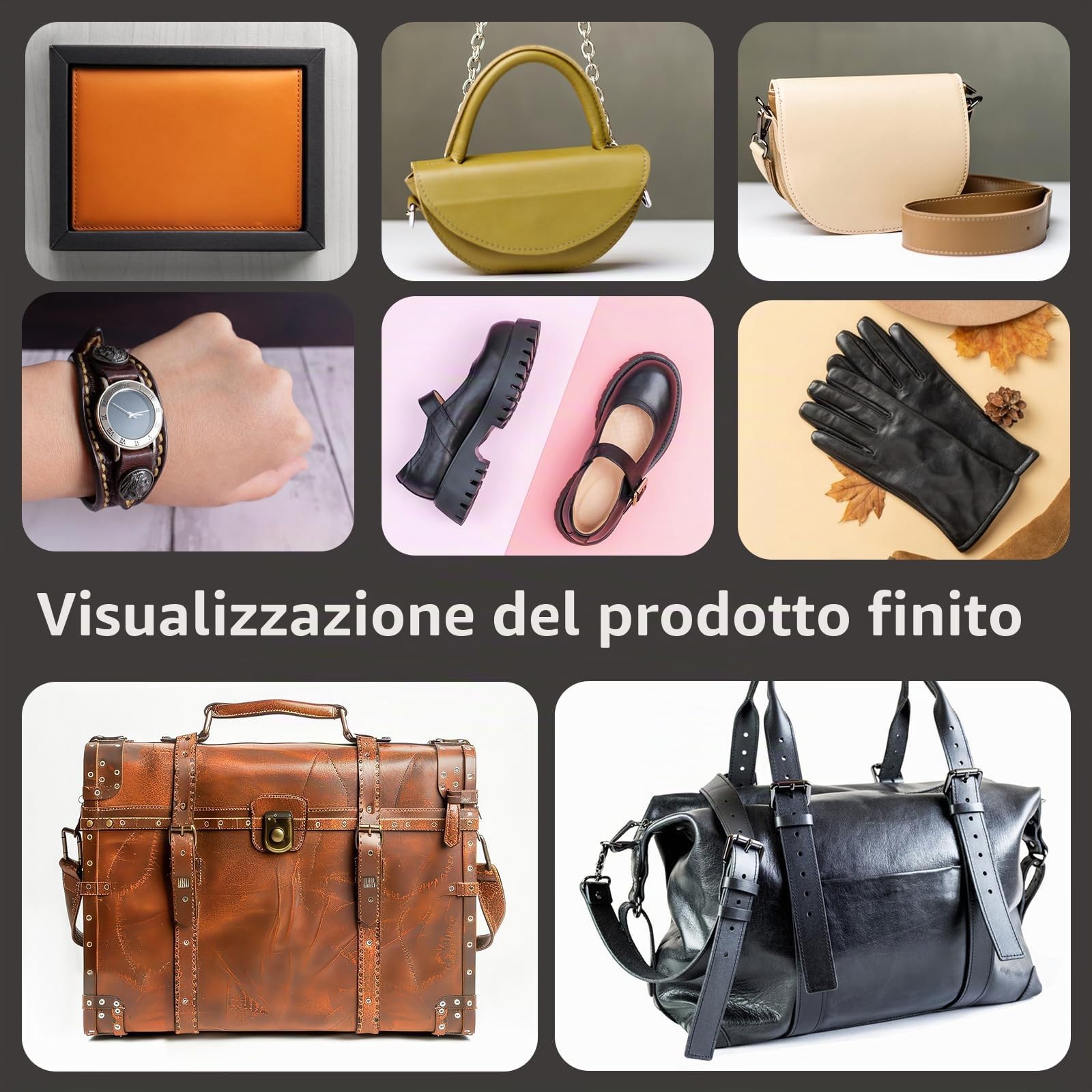 Set fai da te in pelle, 87 pezzi, strumenti per il fai da te, in pelle, set di rivetti in pelle, timbri per cuoio, aghi da cucito e altri strumenti per artigianato in pelle, cucito a mano