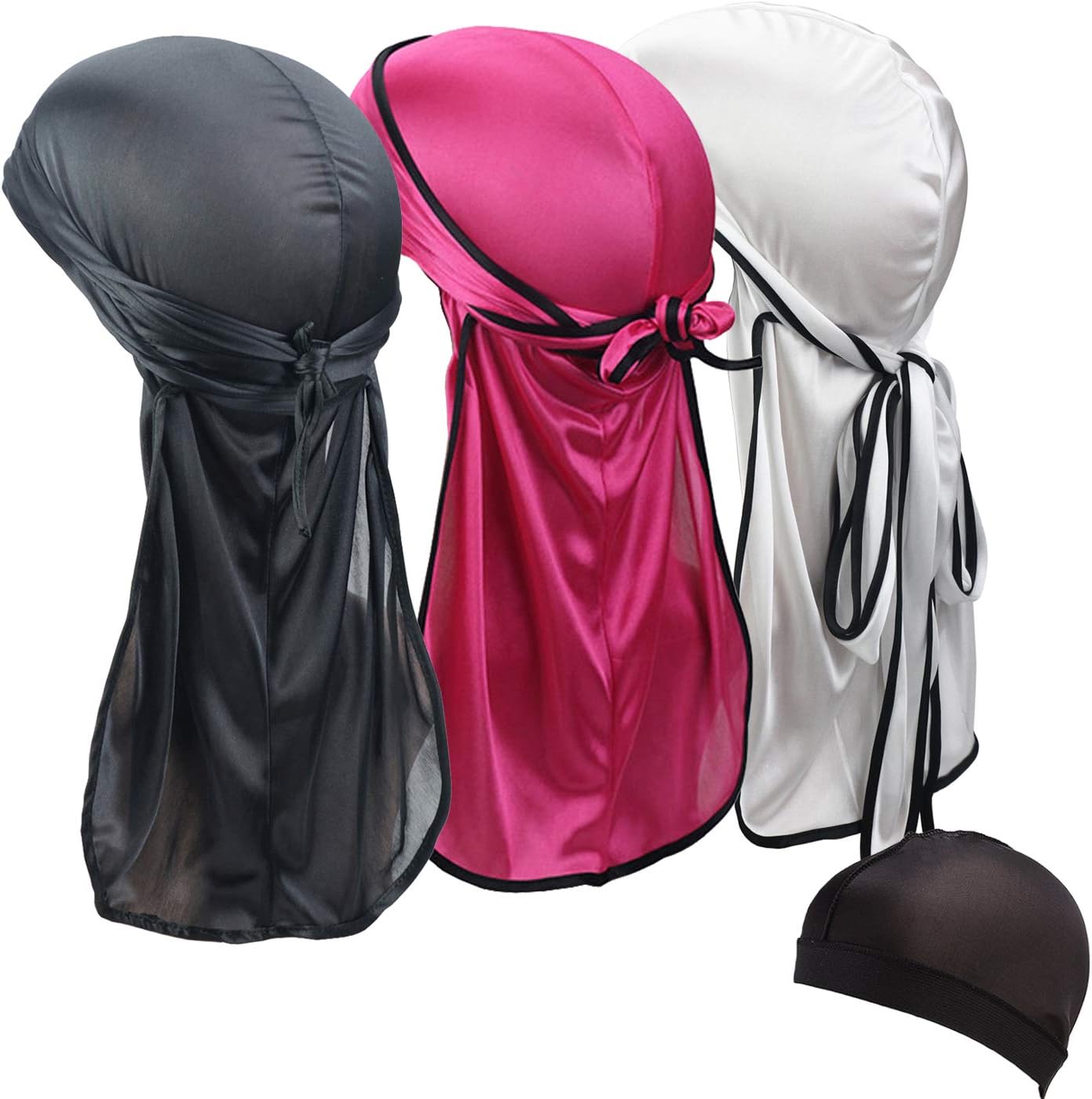 3 Pcs Silky Durags for Men Waves Headwraps Satin Doo Durag Award 1 Wave Caps