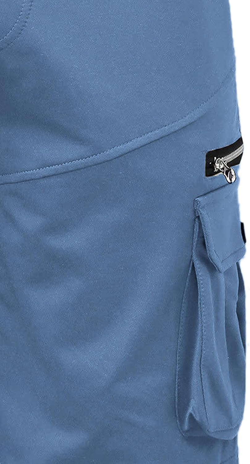 DGHM-JLMY Men's 3/4 Cotton Loose Summer Cargo Shorts Loose Hiking Shorts with Flap Pockets Elastic Relaxed Fit Jogger Shorts