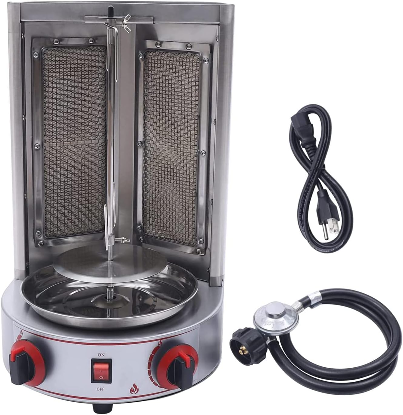 Grill Machine Propane Doner Kebab Machine Vertical Gas Broiler Shawarma Machine Spinning Doner, for Family Restaurants Gatherings Picnics,