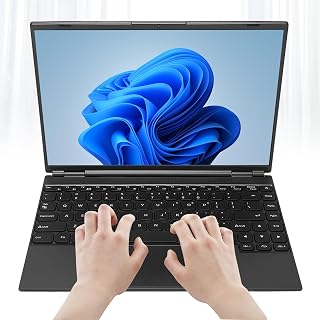 Laptop de 14 Polegadas, Laptop Ultral Light Preto chá de 14 Polegadas para Estudantes e Empresas, 16 GB de RAM, Teclado Retroiluminado de 7 Cores, RAM DDR4, Bluetooth 4.2, Leitor (16 GB + 128 GB plugue da ue)