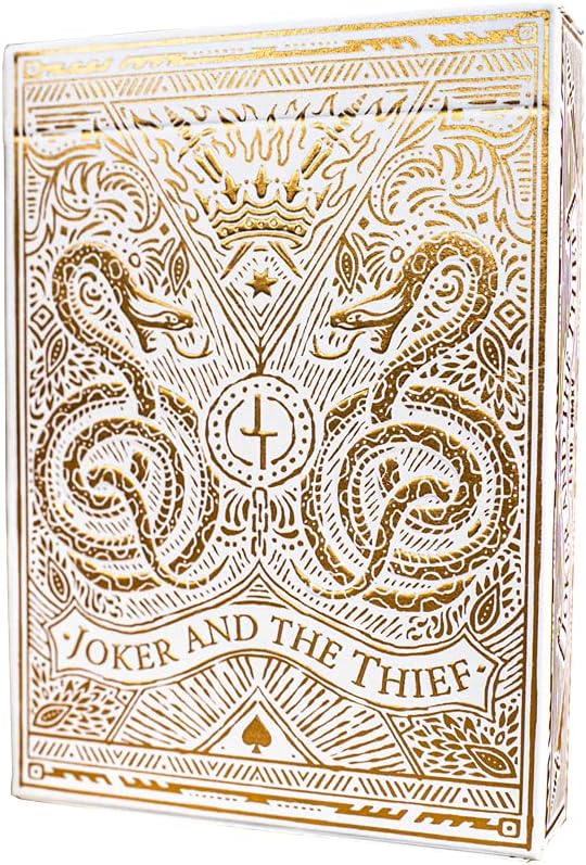 Joker and the Thief Deck of Poker Playing Cards - Unique White Gold Edition Card Design - Custom Made for Magic and Cardistry - Premium Casino Grade Quality for a Professional Standard of Game Play