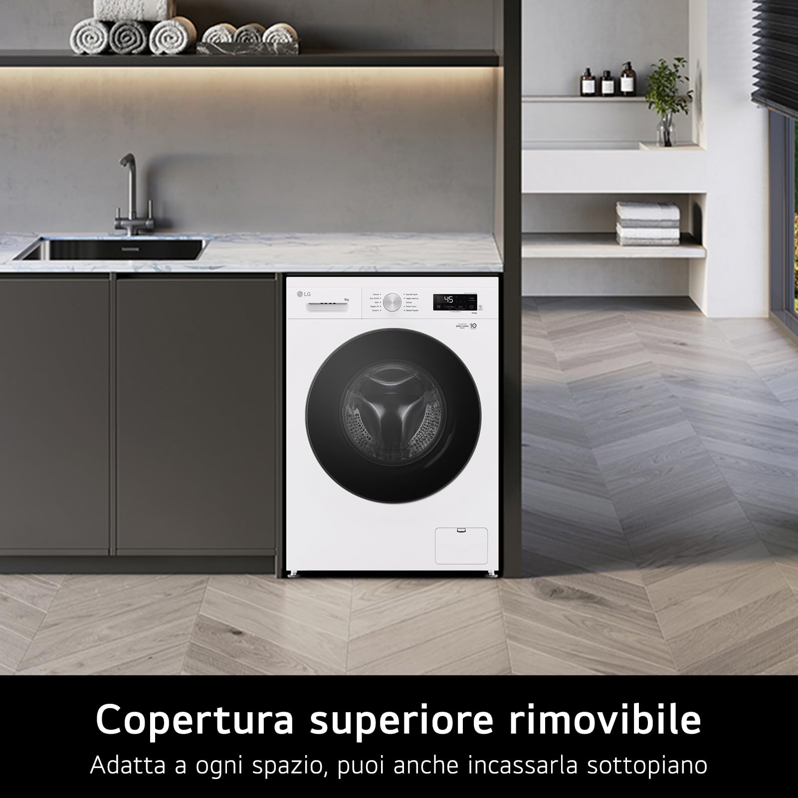 LG F4NX1009NWB Lavatrice 9 kg a Carica Frontale Serie X1, Classe A, 1400 giri, Wi-Fi, 6 Motion Direct Drive, Lavaggio a Vapore Allergy Care, Libera installazione, Essence White