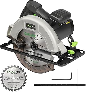 GALAX PRO 11 Amp Power Circular Saw, 6000RPM Corded Circular Saw with Adjustable Cutting Depth 2-1/2" (90°) to 1-7/8" (4...