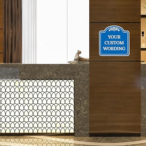 Miniatura 6 de Letrero decorativo personalizado, letrero de metal personalizado para negocios, entrada, hogar, Airbnb, placa de puerta de oficina, fondo azul, 12 x