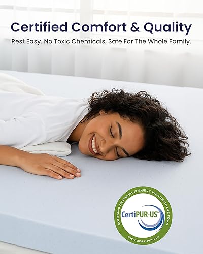 Miniatura 5 de LOUNJ Cubrecolchón de espuma viscoelástica de gel California King, 2 pulgadas de enfriamiento para aliviar el dolor de espalda y soporte de presión,