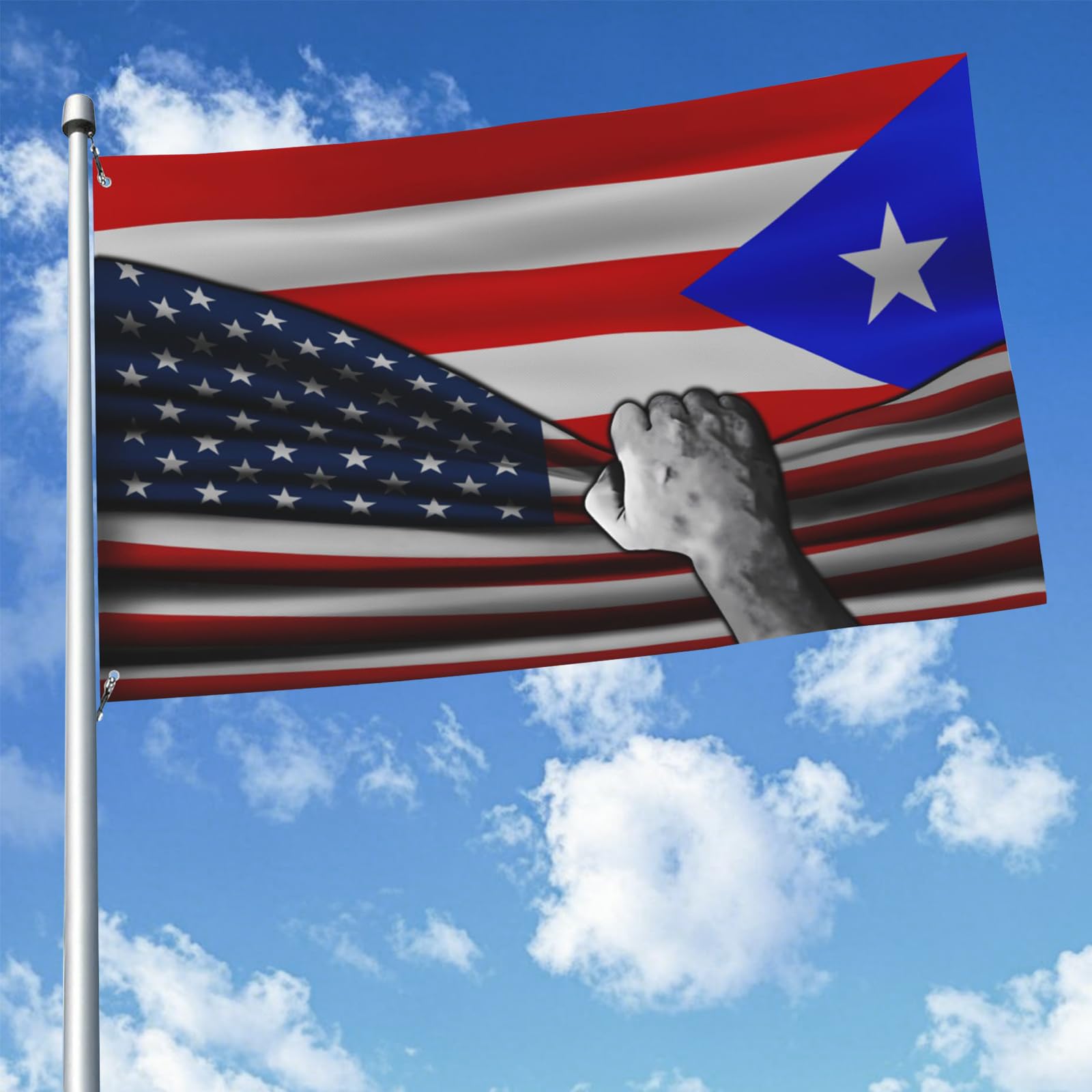 KDASIU American and Puerto Rico flag 3x5 ft