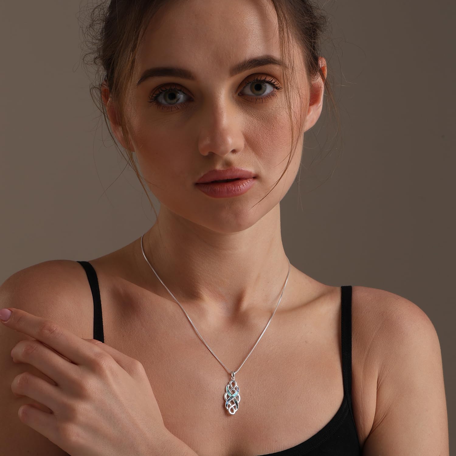 LeCalla 925 Sterling Silver Knot Pendant Necklace for Women | CZ Infinity Celtic Knot Heart Shaped Necklace | Graduation Birthday Gifts for Anniversary