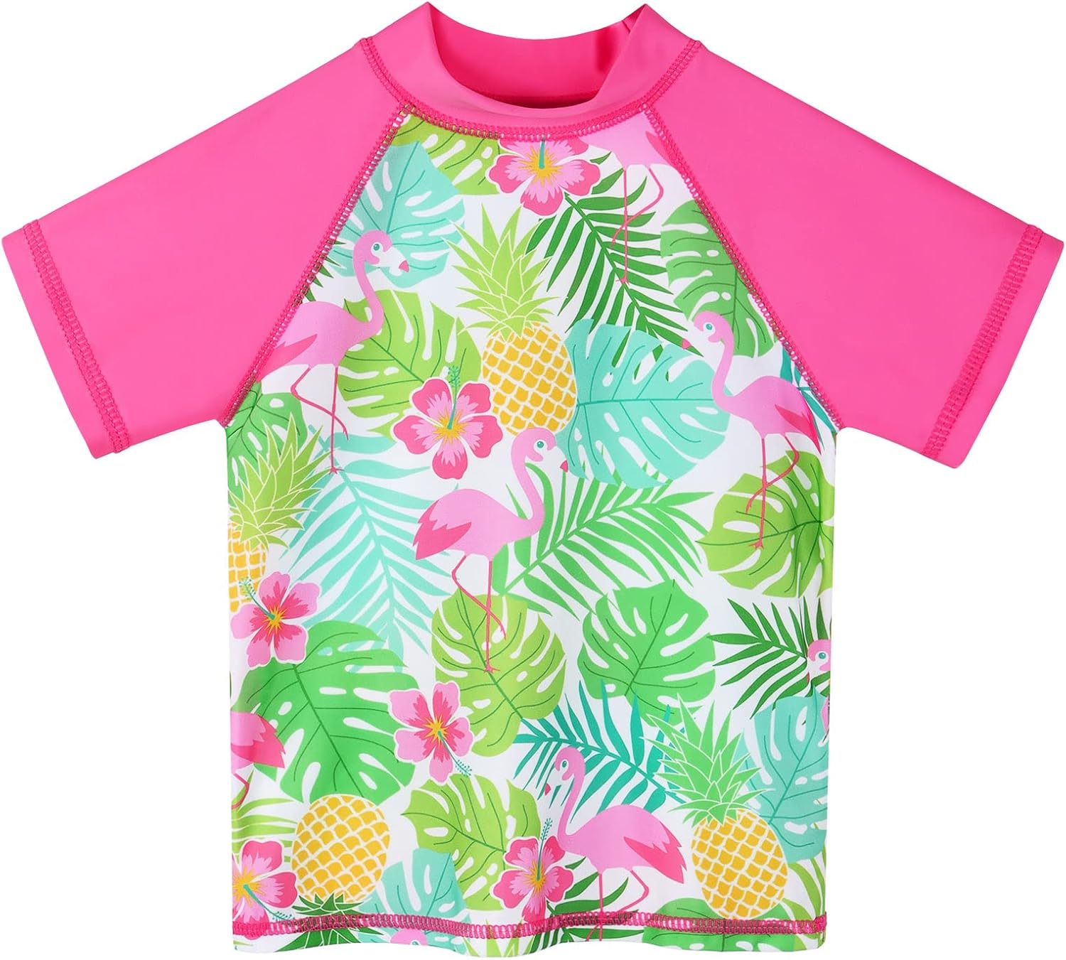 TFJH E Girls Short Sleeve Swimwear Two Piece Swimsuit UPF 50+ Rash Guard Sets UV 3-12Y - Image 2