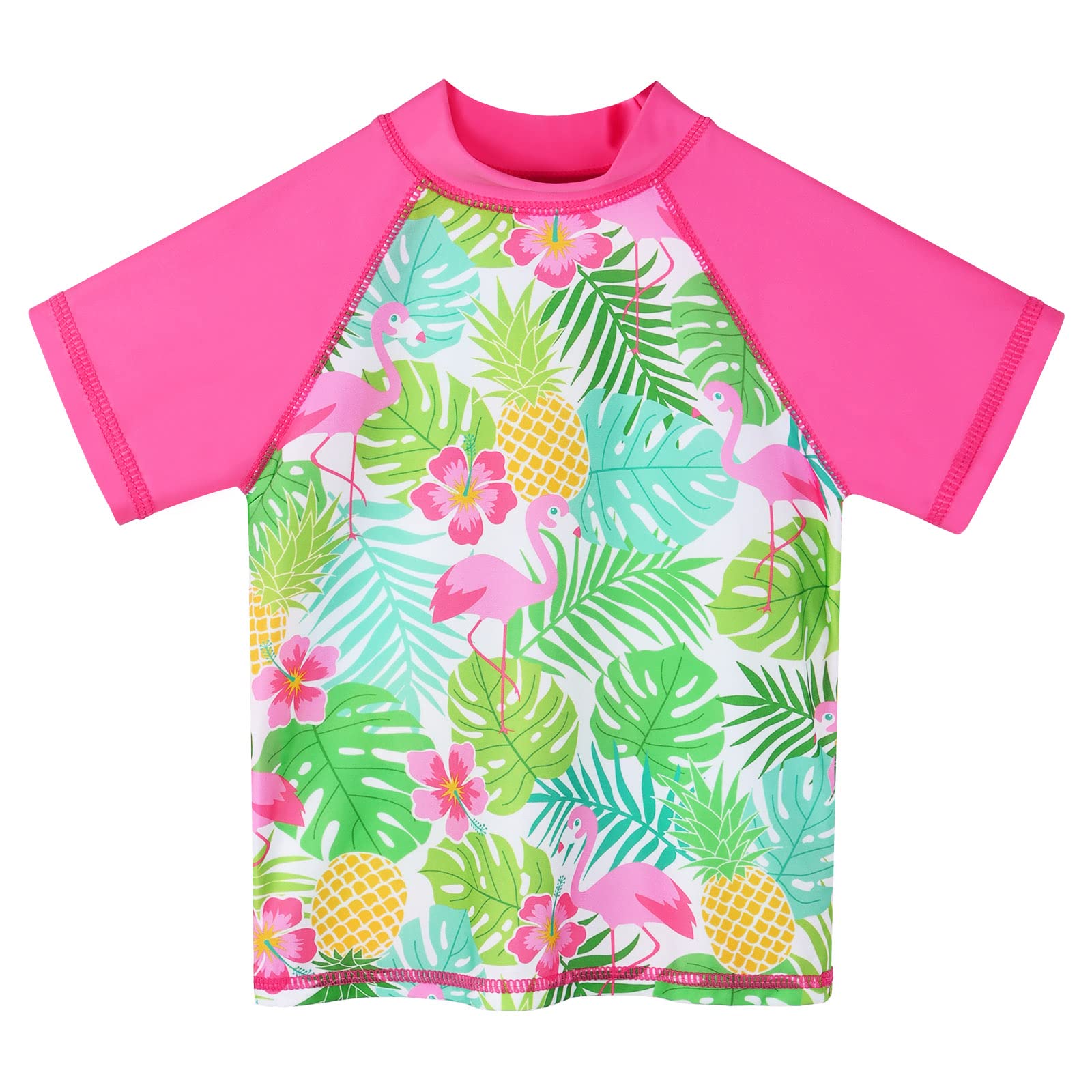 HUAANIUE Filles Enfants Maillot de Bain 2 Pièces Enfants Filles Plage Combinaison de Bain à Manches Courtes 2-12 Ans