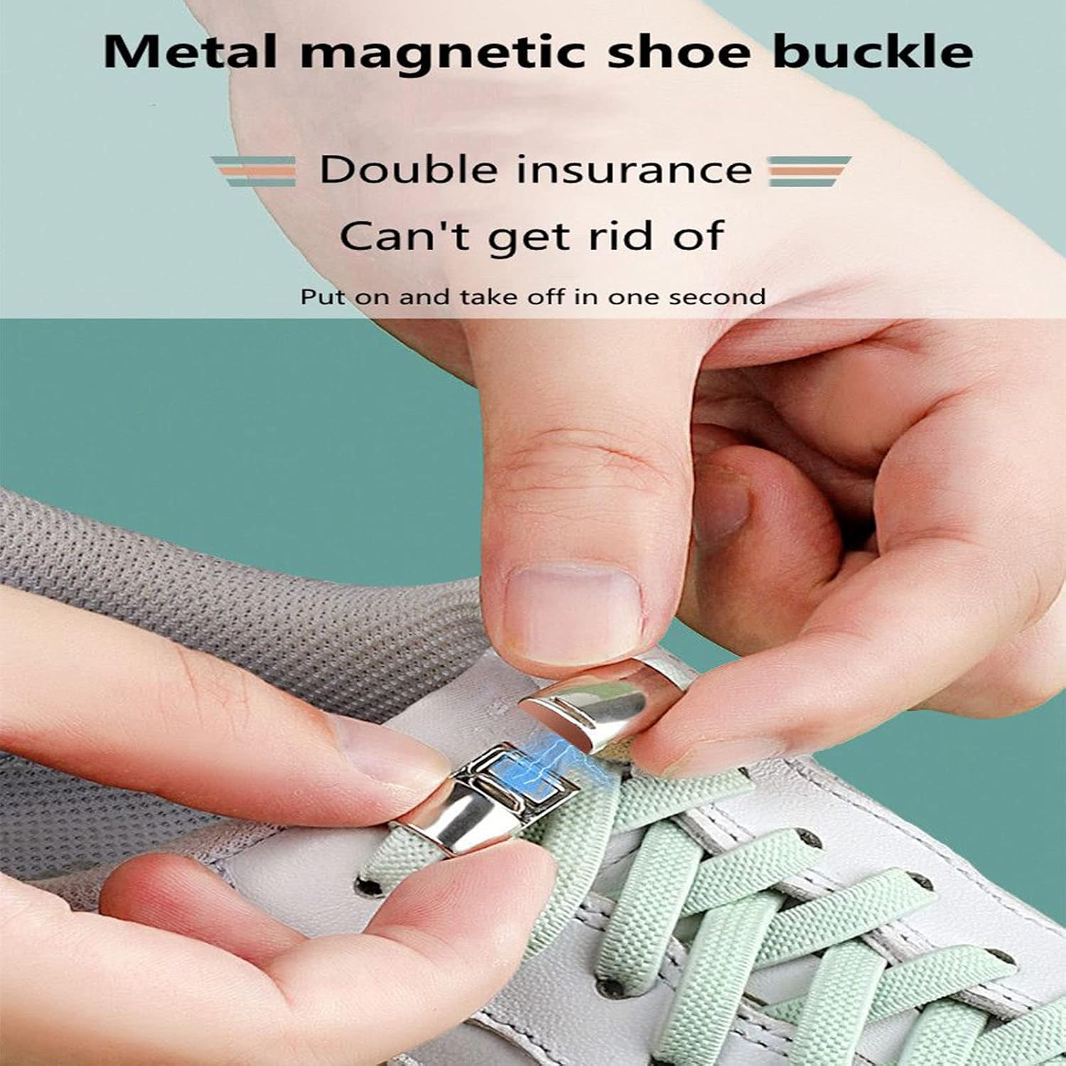 Magnetic Shoelaces Buckle Lock,With Magnetic Shoe Laces Lock One Size Elastic Shoelaces for Kids and Adults (5Pair) image 2