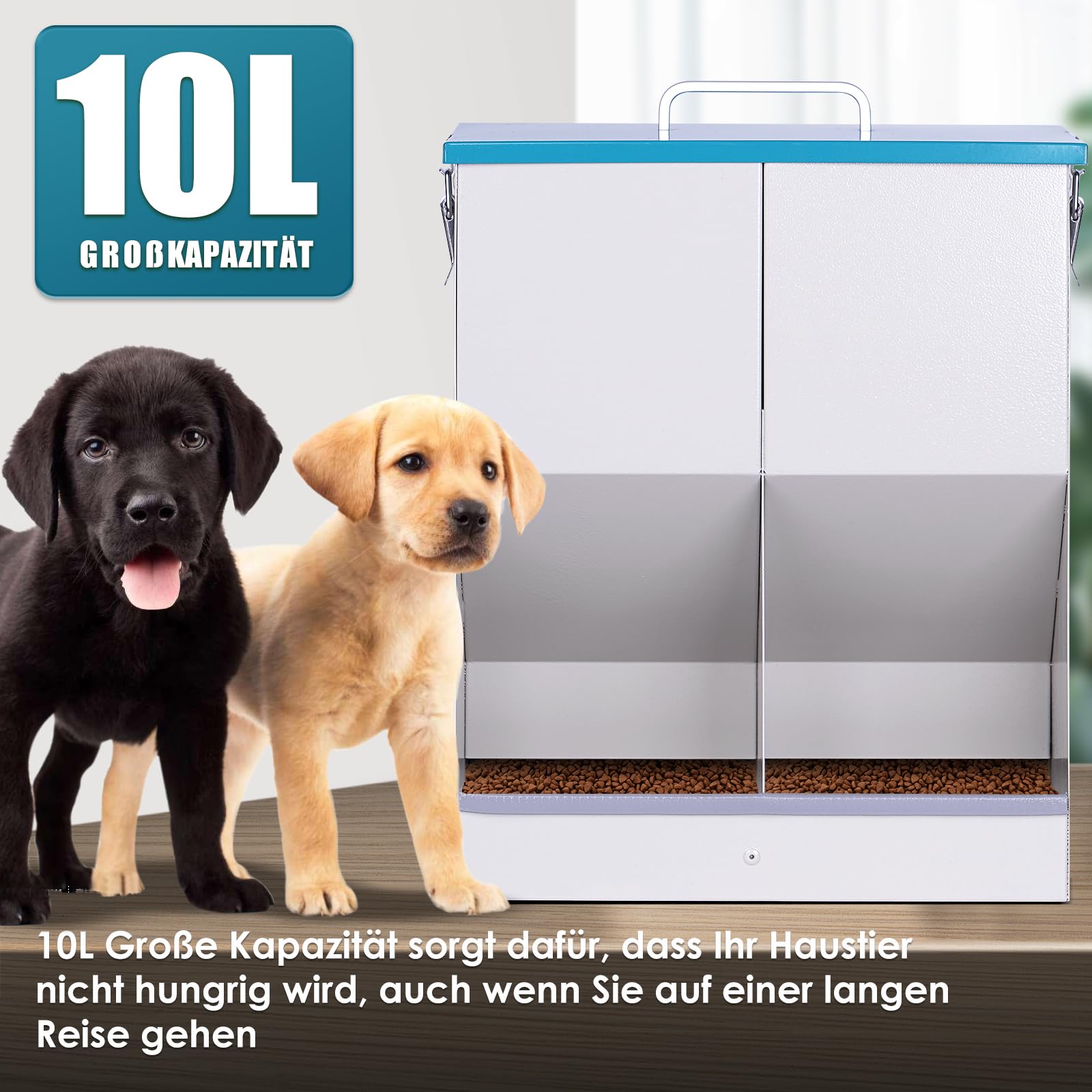 Automatischer 2 Katzen futterspender Futterautomat Katze Doppeltrichter