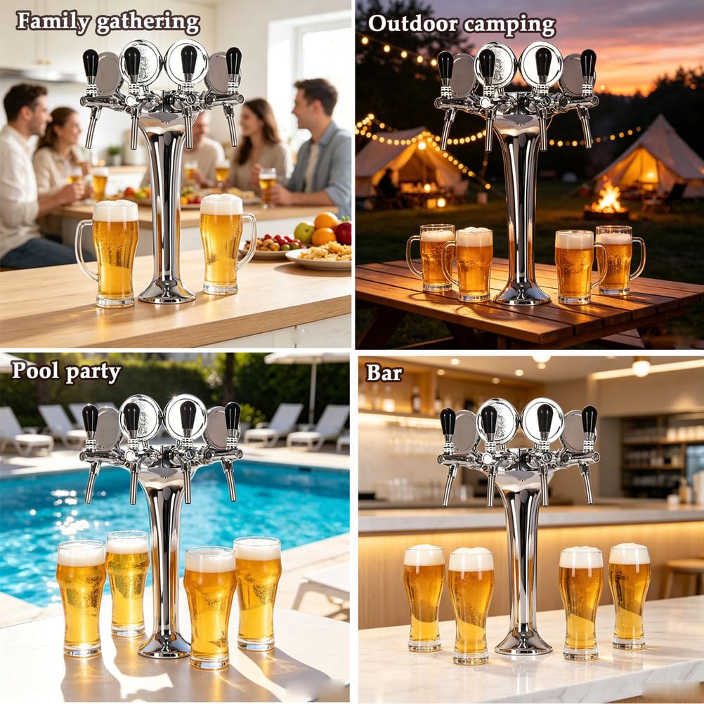 Torre de Cerveza de Barril de Un 4 Grifos Dispensador Grifo Cerveza
