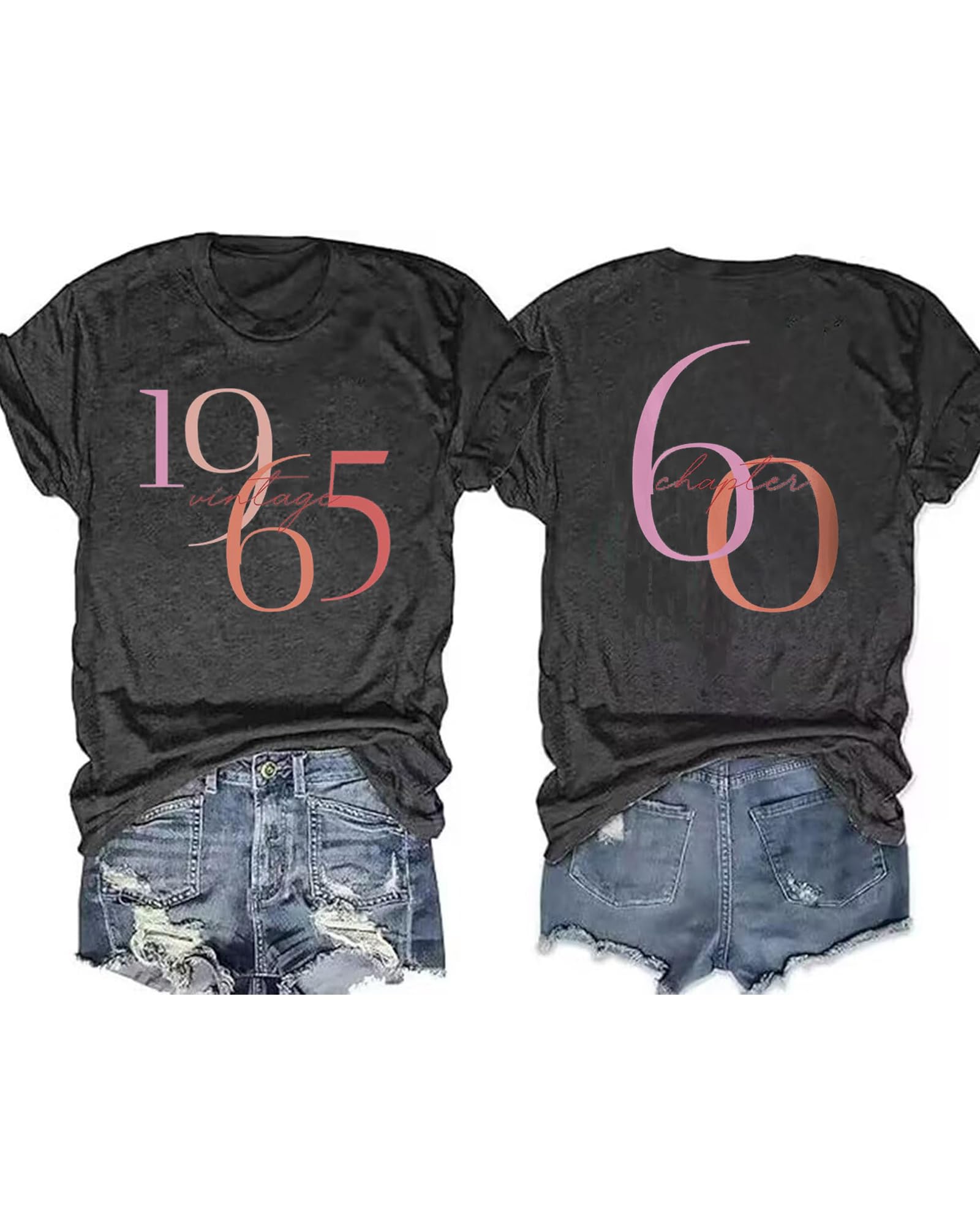 Vintage 1965 T Shirt for Women 60th Birthday Gift Shirts Retro Party Tops Short Sleeve Casual Tee