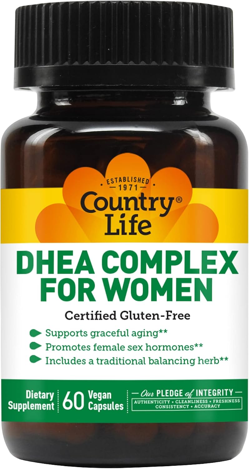 Country Life DHEA Complex Supplement, 60 Vegetarian Capsules (Supports Prostate Health, High Energy Levels & Healthy Skin) Non-GMO, Gluten Free