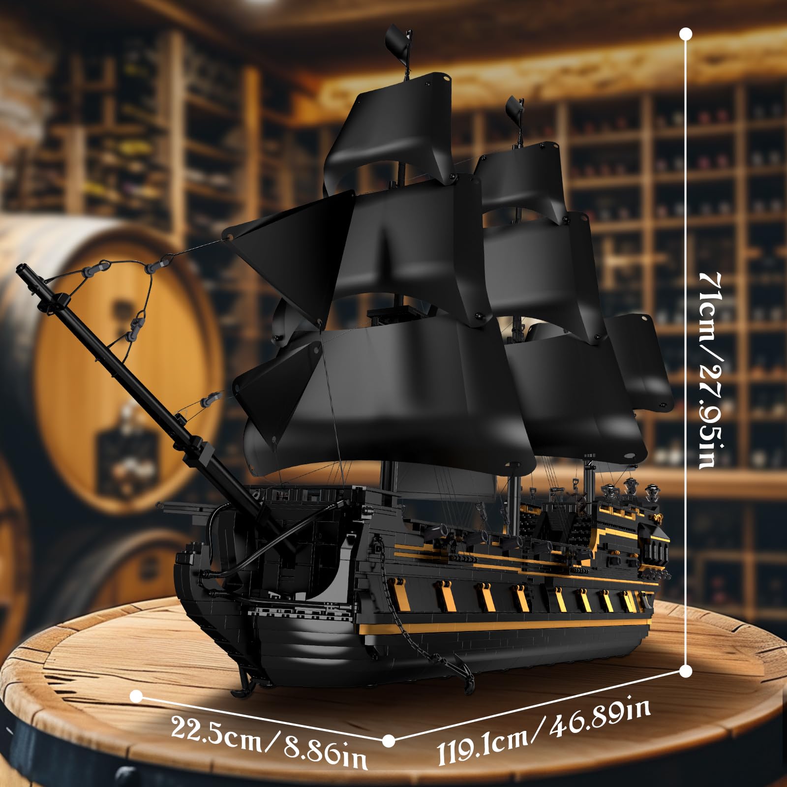 Mould King 13186 Piraten Schiff Modell Klemmbausteine Set, 5266 Stücke MOC Black Pearl Segelboot Modell Bausteine Set zu Bauen, Boot Kits Montage Spielzeug für großes Geschenk und Sammlungen
