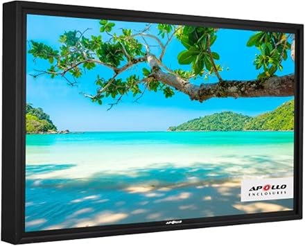 Apollo Enclosures 43 Inch Outdoor TV Enclosure Weatherproof for 3943 Inch TVs - Direct Sun Outdoor TV Protector with Anti-Glare Safety Glass - Front-Cover Airflow for Direct Sun Protection