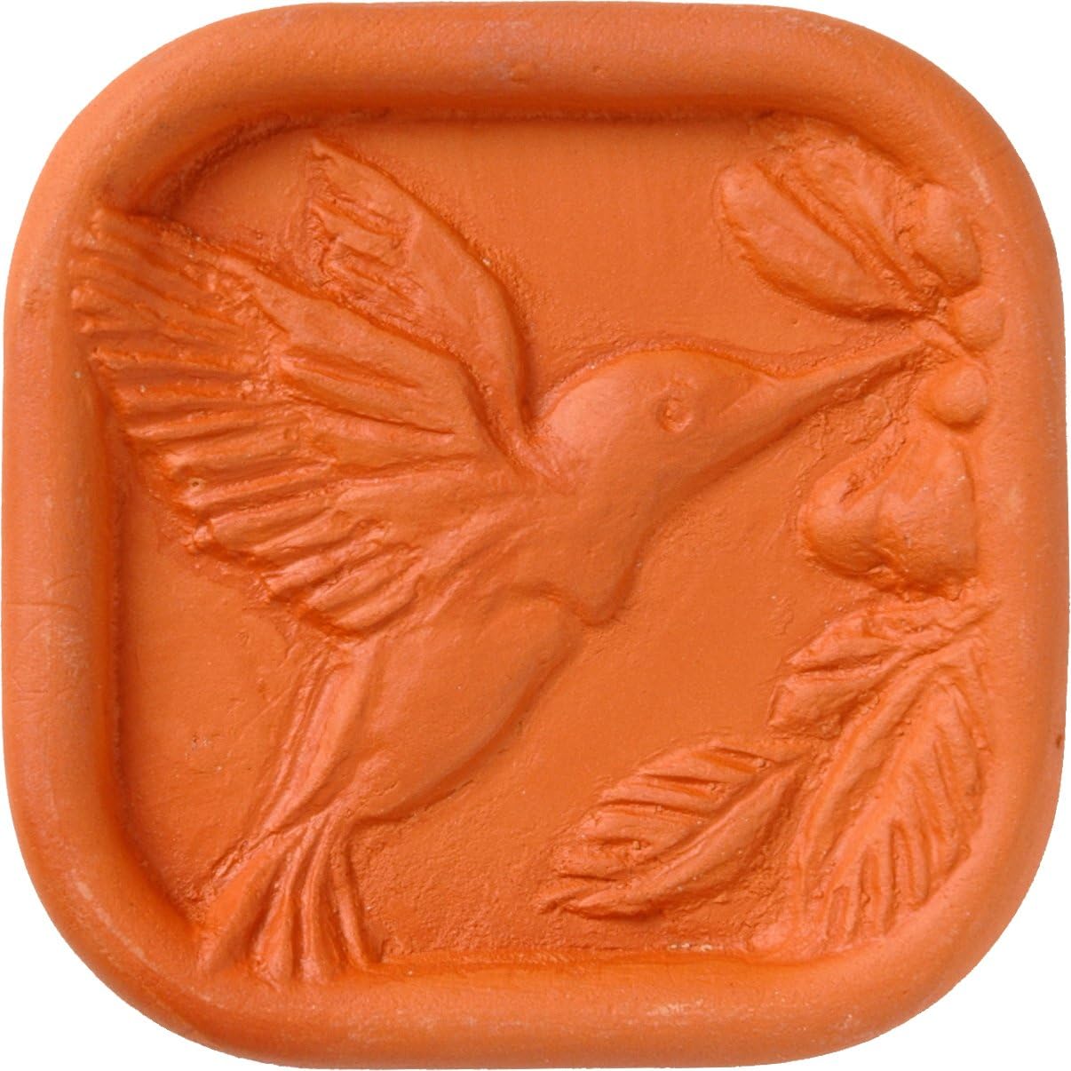 JBK Pottery Terracotta Brown Sugar Saver – Handmade Terra Cotta Sugar Keeper with Decorative Discs – Food-Safe Brown Sugar Keeper, Made in the USA - Humming Bird